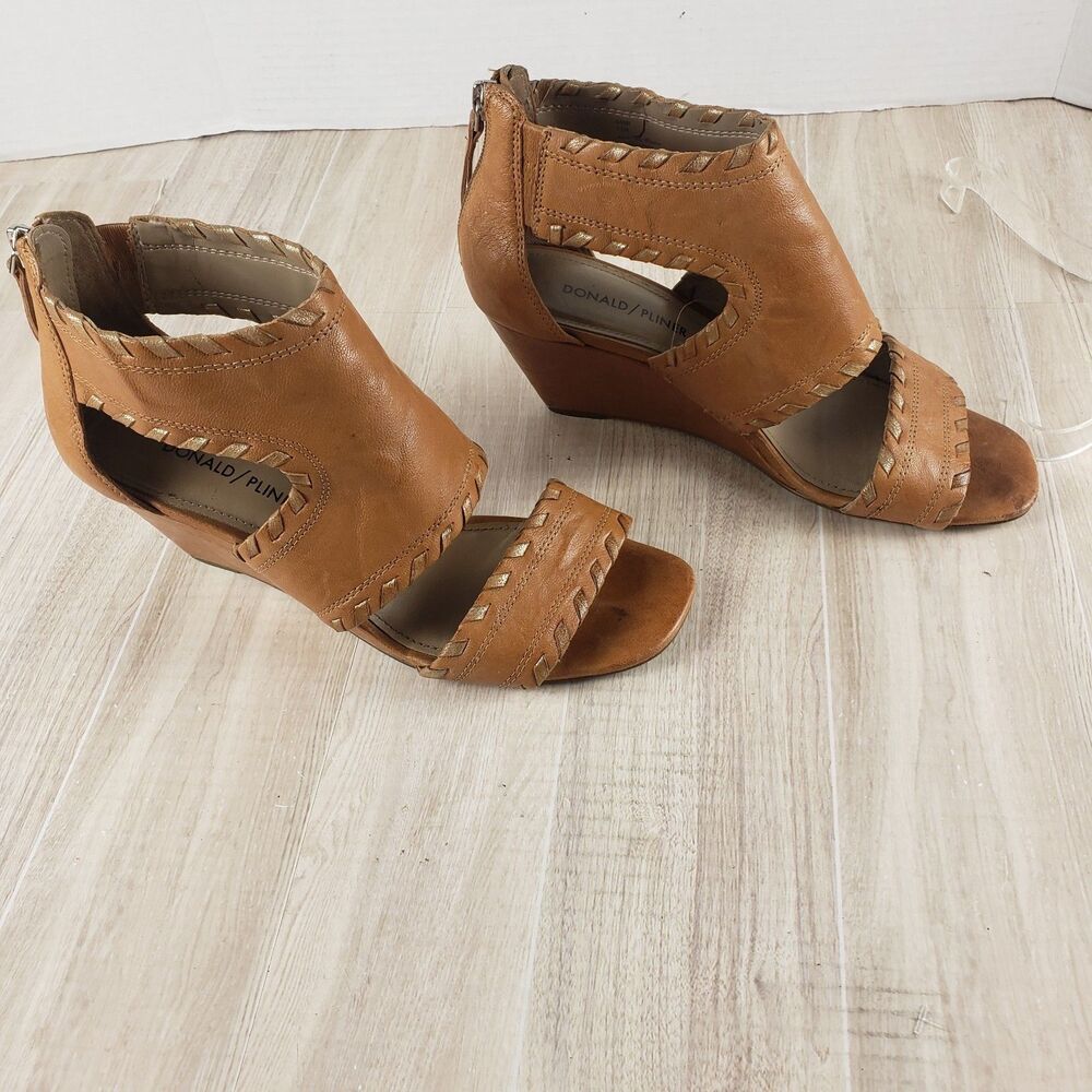 Donald Pliner Sami Tan Suede Snakeskin Wedge Sandals Women's 7.5M